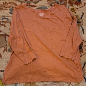 Chico's Terracotta 3/4 Long Sleeve Pocket Tee